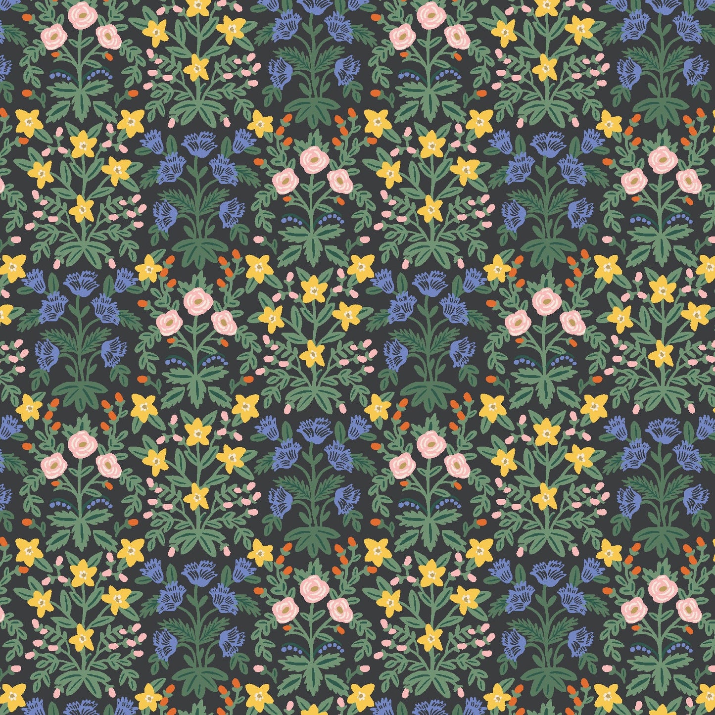 Lottie Black Multi Bramble Anna Bond Rifle Paper Co Cotton + Steel 100% Quilters Cotton Fabric Fetish