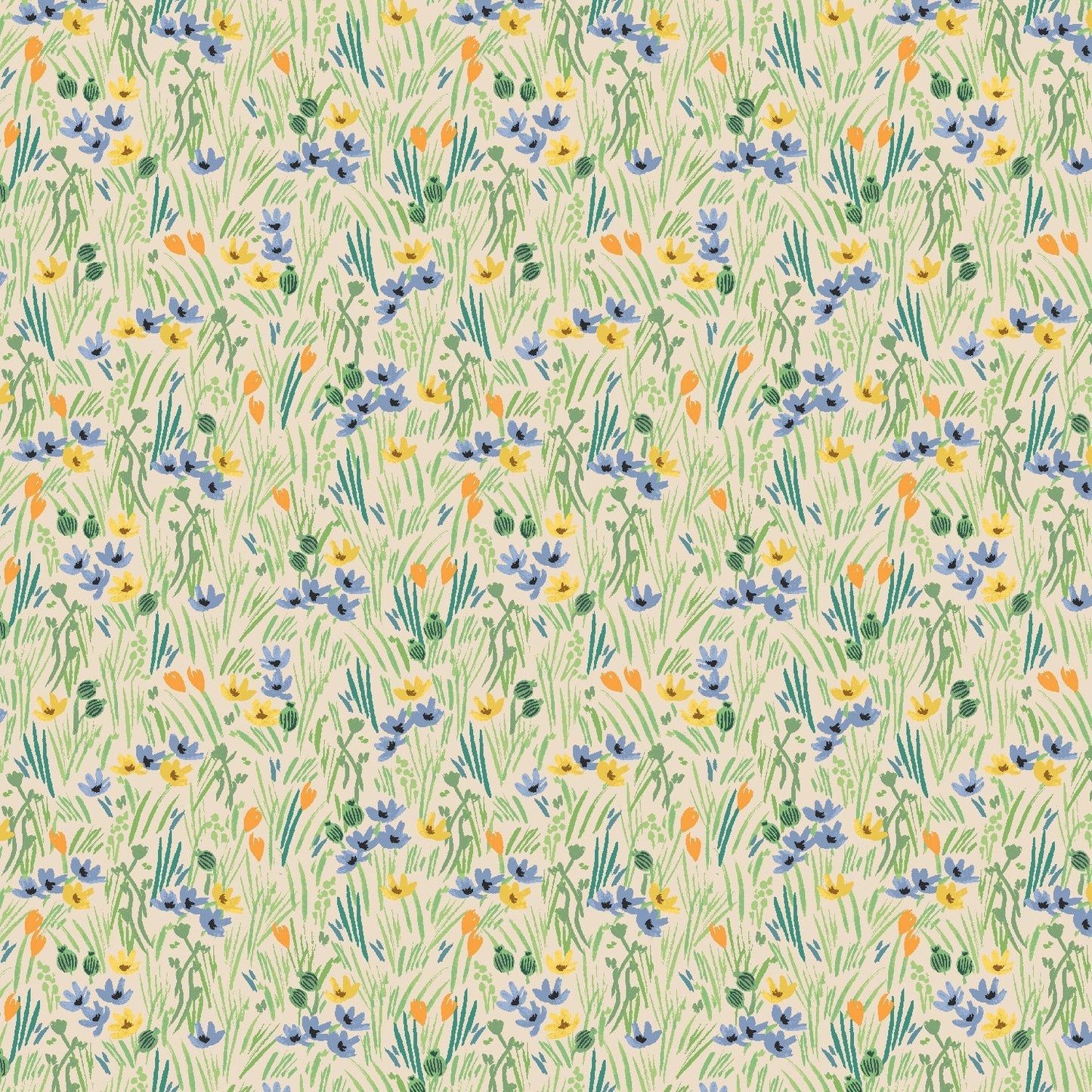 Iris Cream Multi Bramble Anna Bond Rifle Paper Co Cotton + Steel 100% Quilters Cotton Fabric Fetish