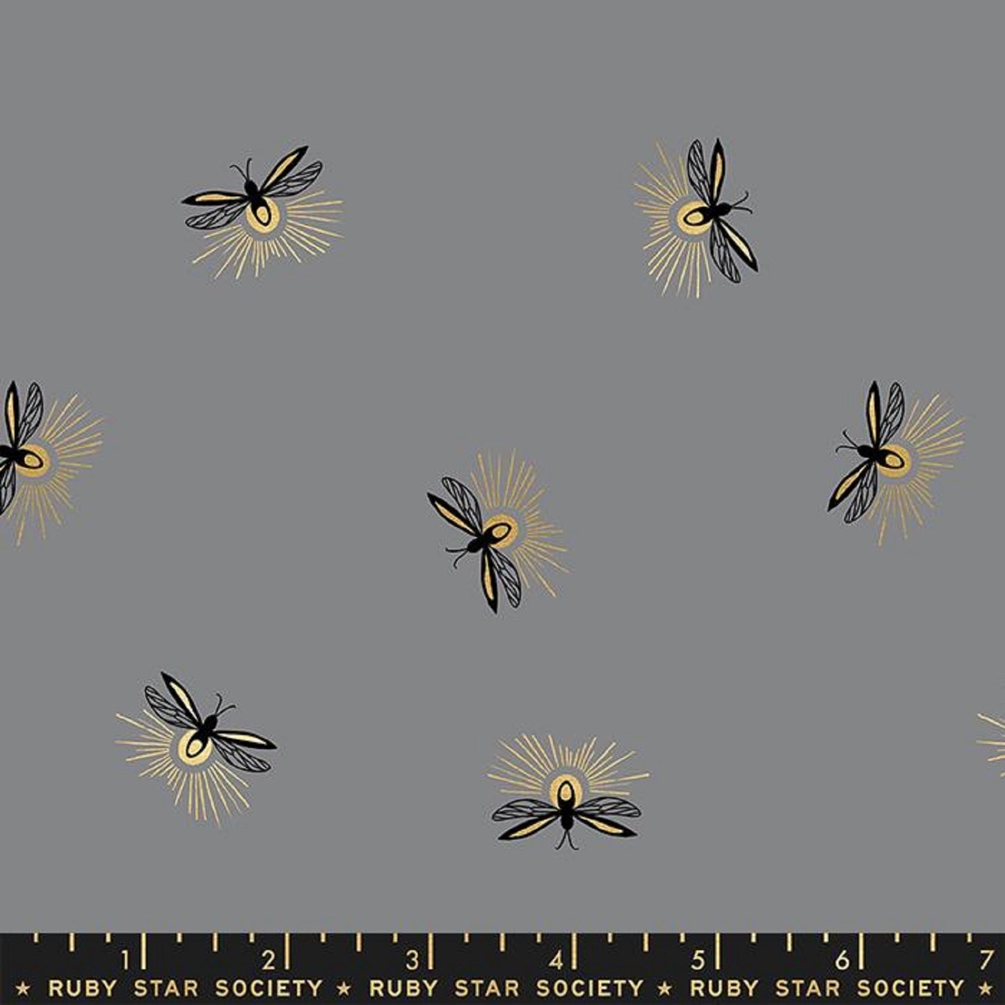 Fireflies Falcon METALLIC Gold Firefly Sarah Watts Ruby Star Society Moda 100% Cotton Quilting Fabric Yardage Fabric Fetish