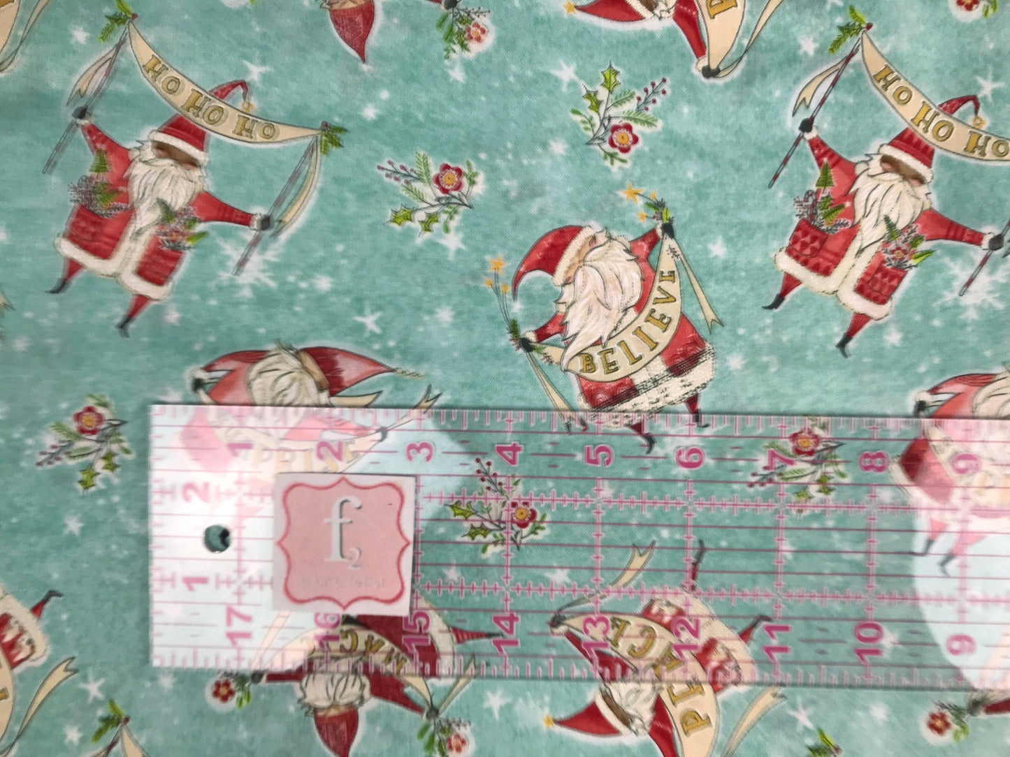 Magic Makers Aqua Love Santa Cori Dantini Freespirit Fabrics 100% Quilters Cotton Fabric Fetish