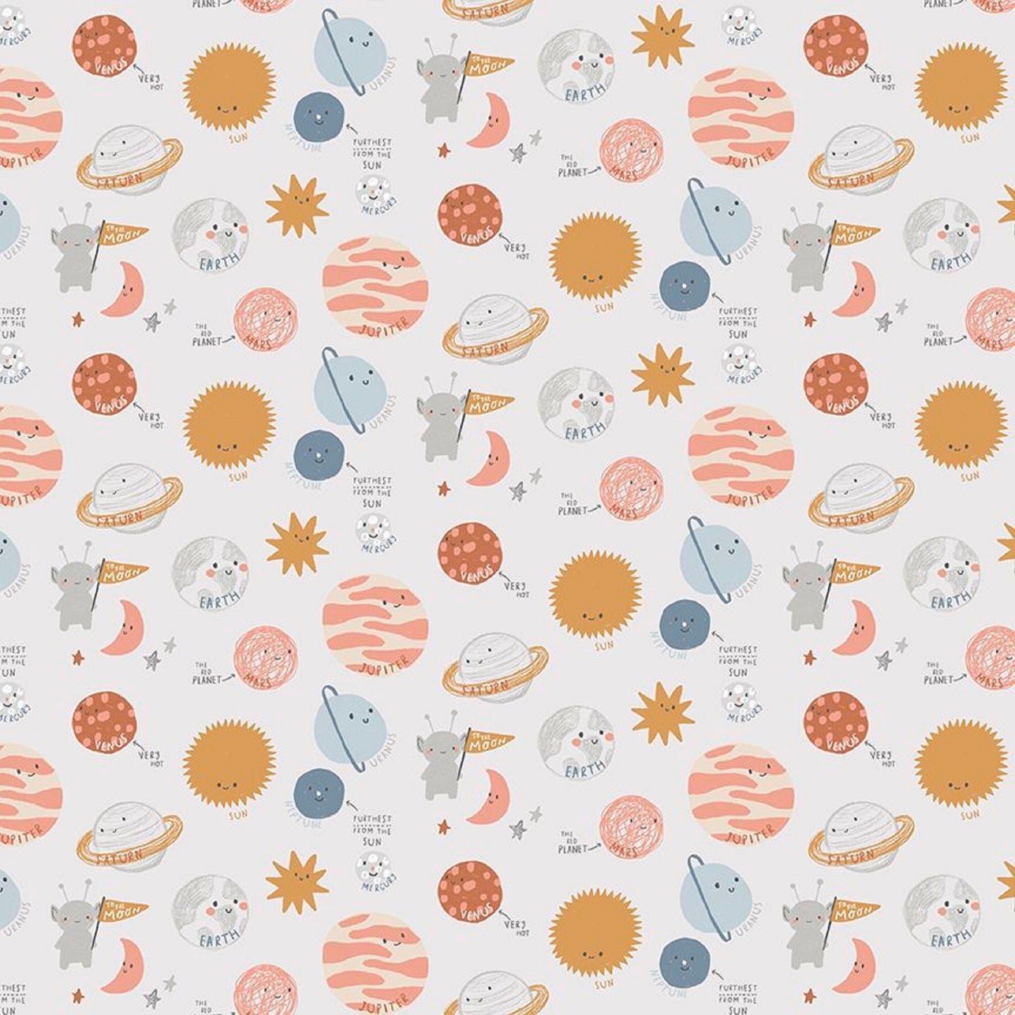 Planetary Glacier To the Moon House Designer Dear Stella Fabric Quilters Cotton Fabric Fetish
