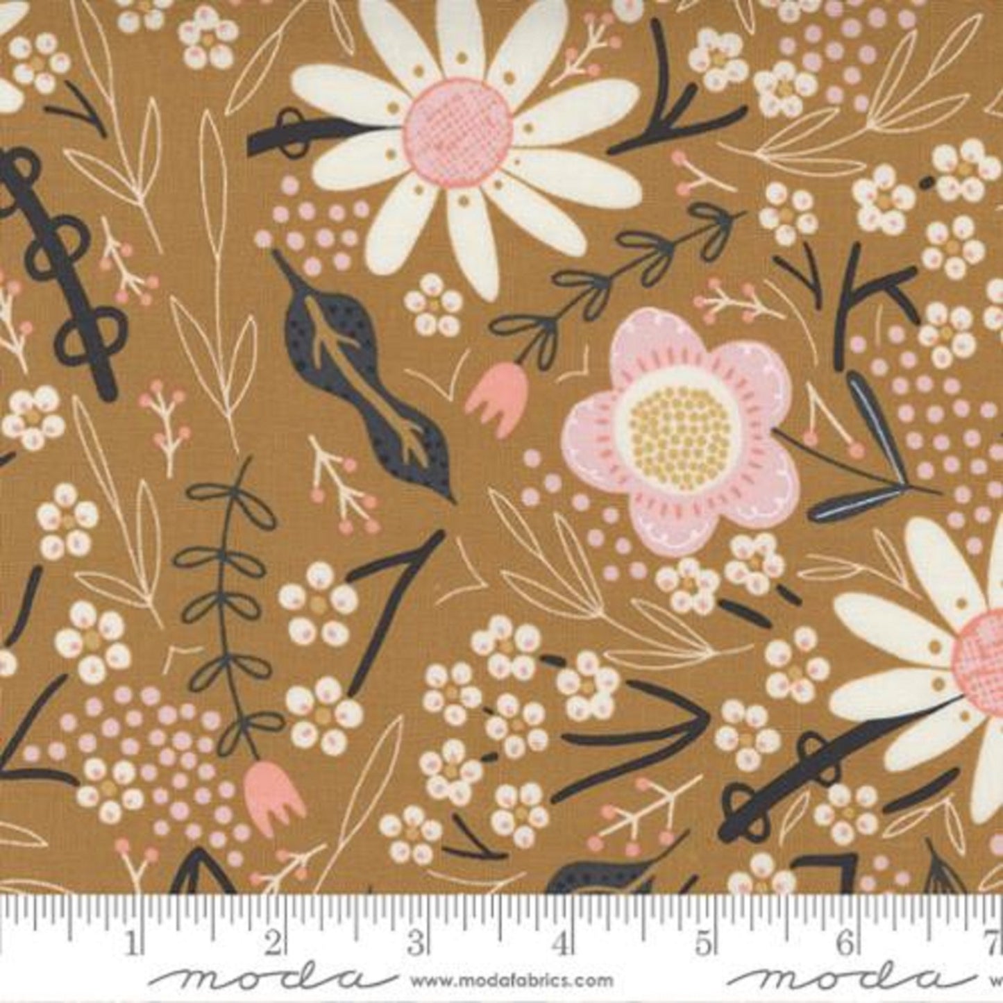 July Floral Sunshine Birdsong Gingiber Moda 100% Quilters Cotton Fabric Fetish