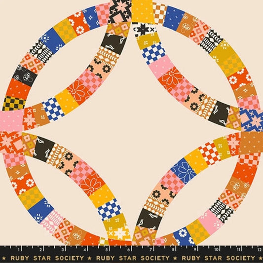 Double Wedding Ring Blue Ribbon Honey Alexia Abegg Ruby Star Society Fabric Moda 100% Quilters Cotton Fabric Fetish