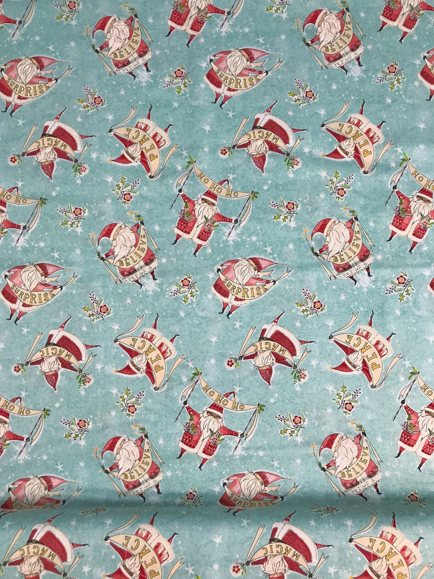 Magic Makers Aqua Love Santa Cori Dantini Freespirit Fabrics 100% Quilters Cotton Fabric Fetish