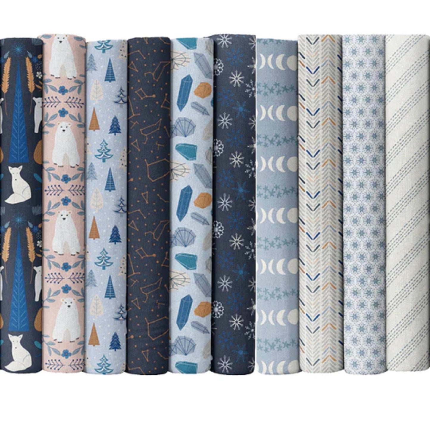 Snow Friends Northern Quartz Anjana Simpson Ink Phoebe Fabrics 100% Quilters Cotton Fabric Fetish