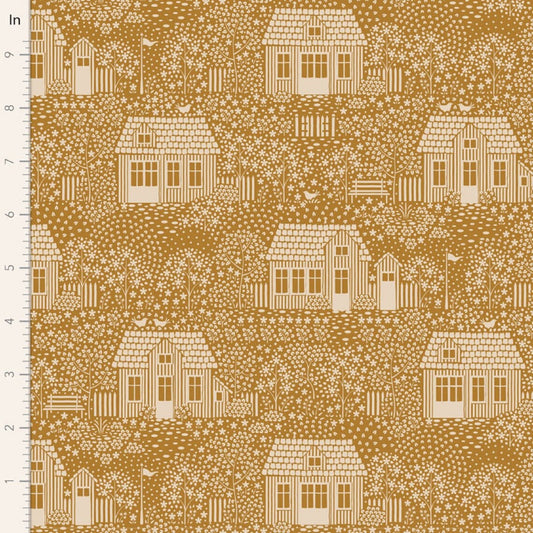 My Neighborhood Mustard Hometown Tilda Fabric Tone Finnanger 100% Quilters Cotton Fabric Fetish