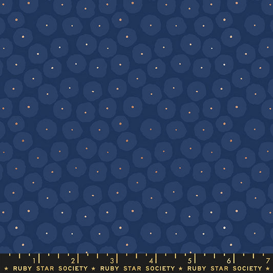 Disco Dots Navy Copper METALLIC Floradora Jen Hewett Ruby Star Society Fabric Moda 100% Quilters Cotton Fabric Fetish