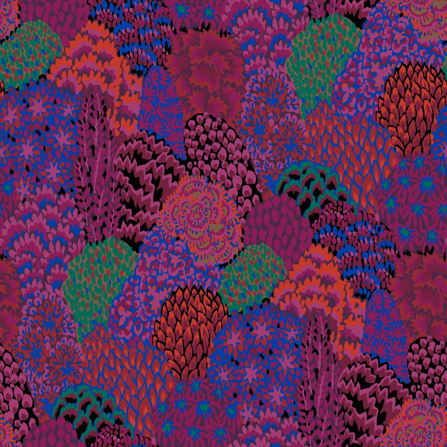 Large Oriental Trees Maroon 85 and Fabulous Kaffe Fassett Freespirit Fabrics 100% Quilters Cotton Fabric Fetish