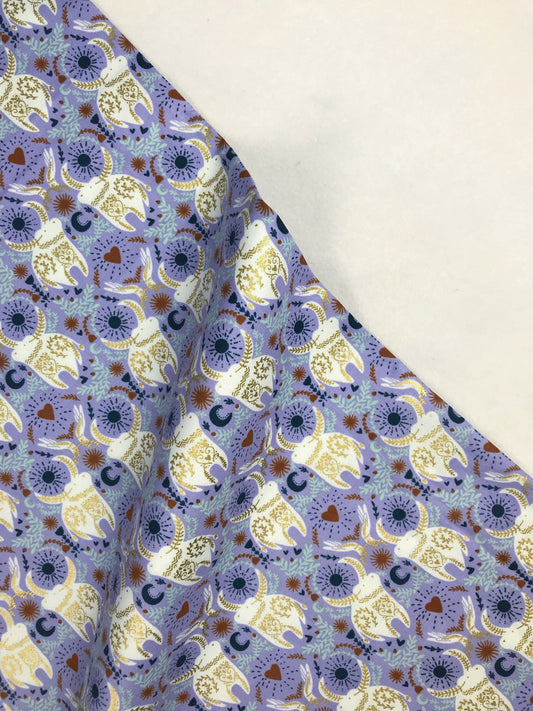 Strong As An Ox Lavender Lust METALLIC Mercedes Cortés Myth + Dream Cotton + Steel Fabrics Quilters Cotton Fabric Fetish
