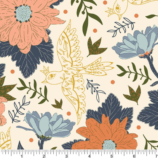 Golden Flower Bed Spring Promises Amicreative Phoebe Fabrics 100% Quilters Cotton Fabric Fetish