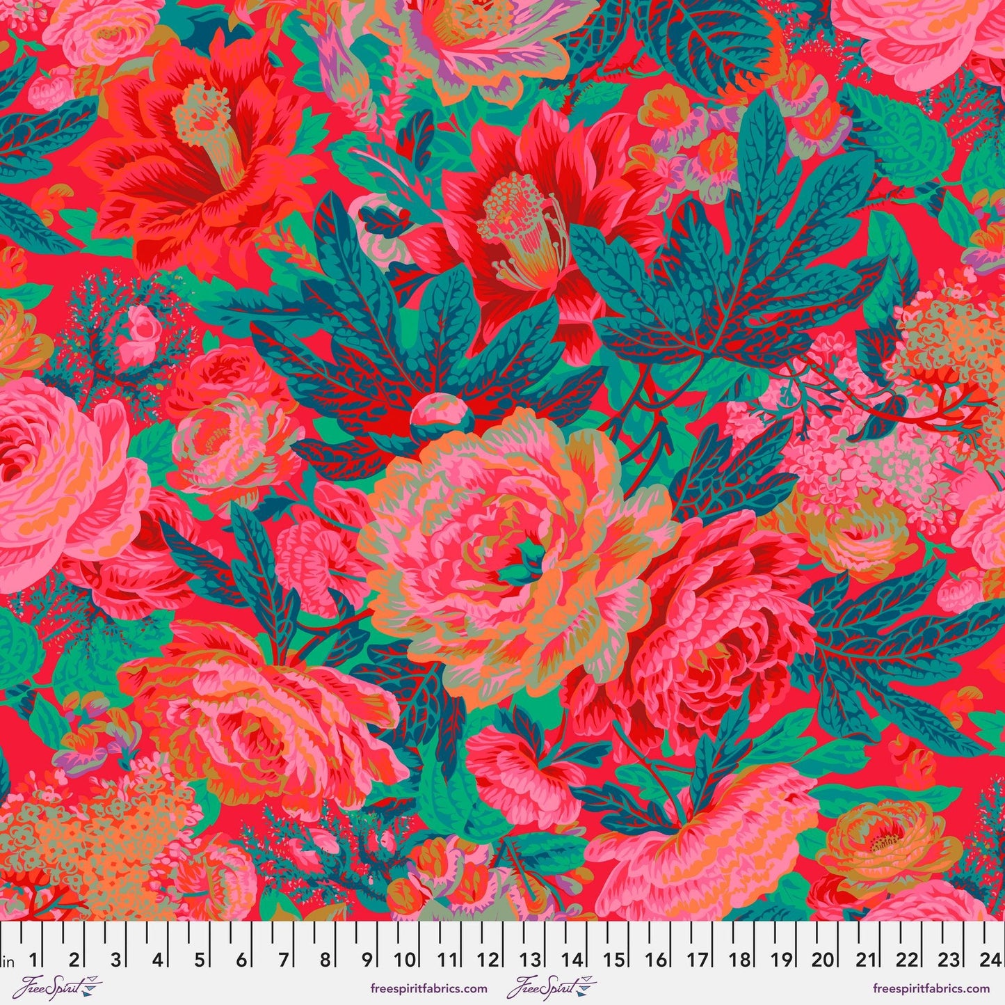 Floral Burst Red Phillip Jacobs Kaffe Fassett Collective February 2023 100% Quilters Cotton Fabric Fetish