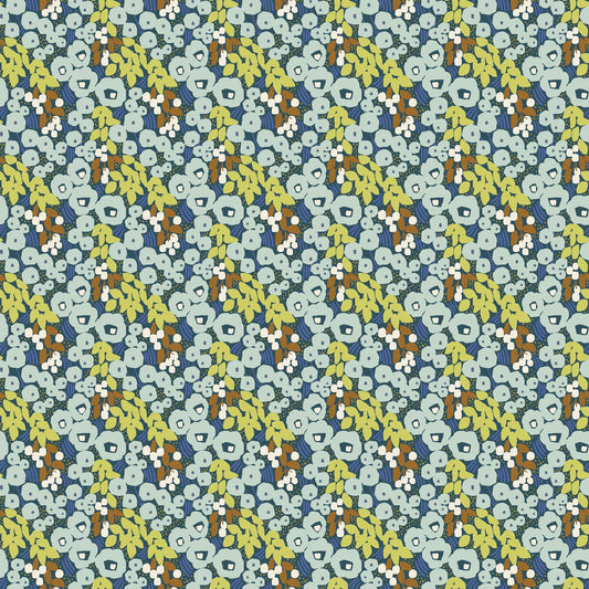 Fleur Aqua Sky Flowers for Madeline Megan Carter Cotton + Steel Quilters Cotton Fabric Fetish