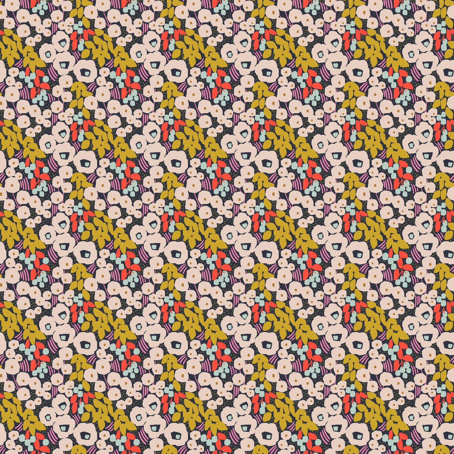 Fleur Rose Water Flowers for Madeline Megan Carter Cotton + Steel Quilters Cotton Fabric Fetish