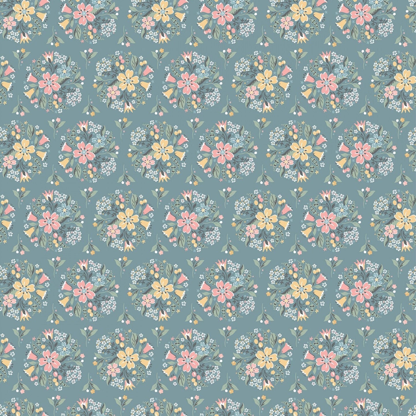 Bridal Bouquet Dark Blue Songbird Serenade Poppie Cotton Fabric 100% Quilters Cotton Fabric Fetish