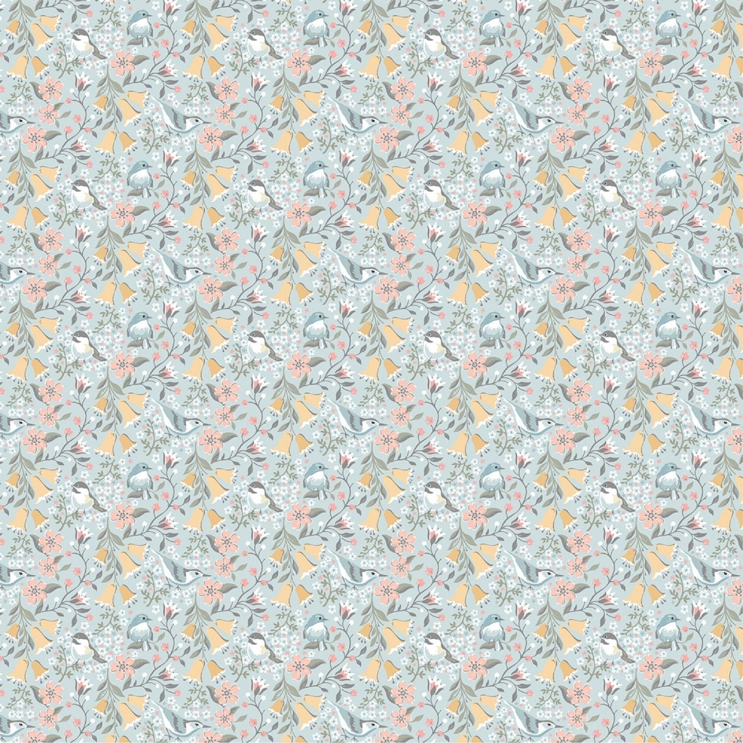 Serenade Blue Songbird Serenade Poppie Cotton Fabric 100% Quilters Cotton Fabric Fetish