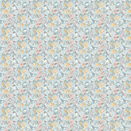 Serenade Blue Songbird Serenade Poppie Cotton Fabric 100% Quilters Cotton Fabric Fetish