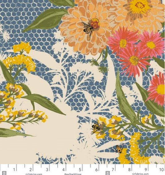 Bee Bouquet Sunday Morning Honeybee Garden Elizabeth Halpern RJR Fabrics Quilters Cotton Fabric Fetish