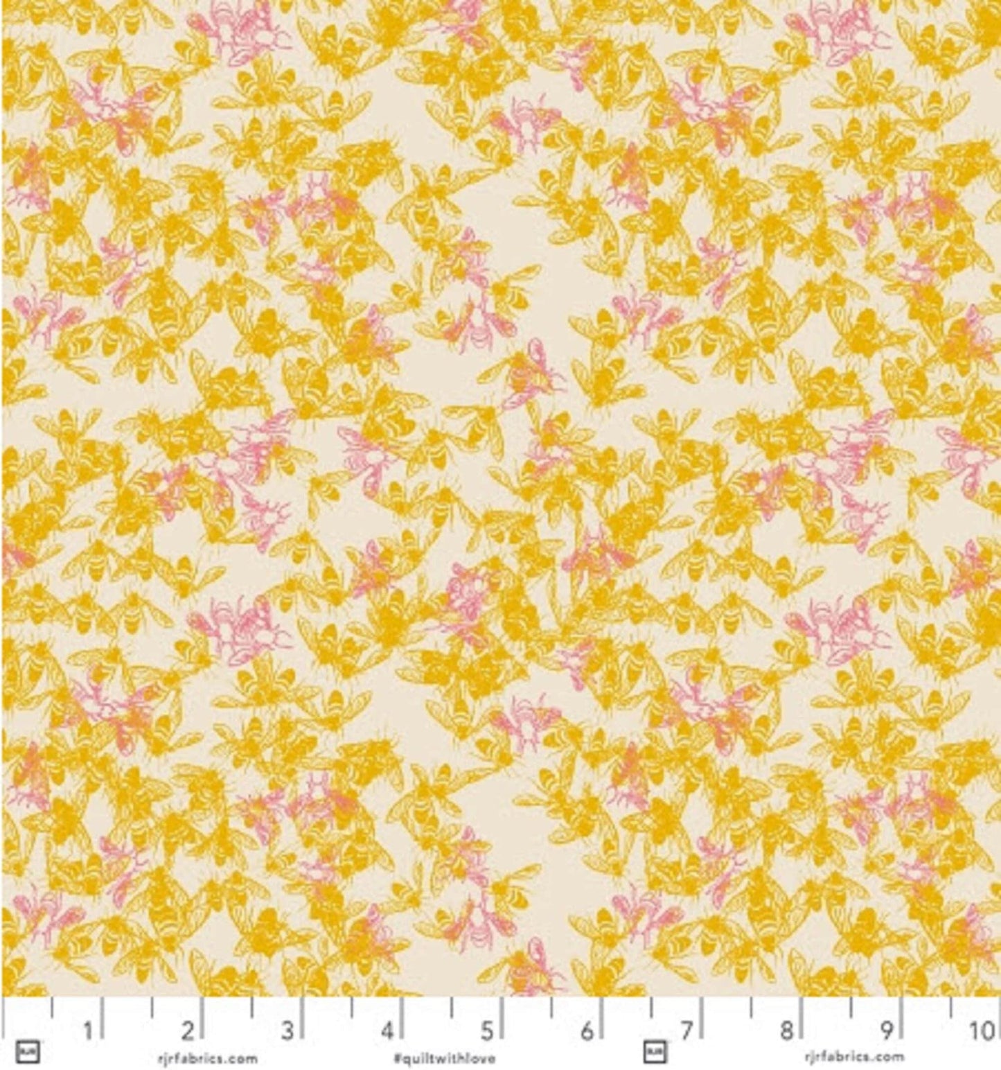 Swarm Delightful Honeybee Garden Elizabeth Halpern RJR Fabrics Quilters Cotton Fabric Fetish