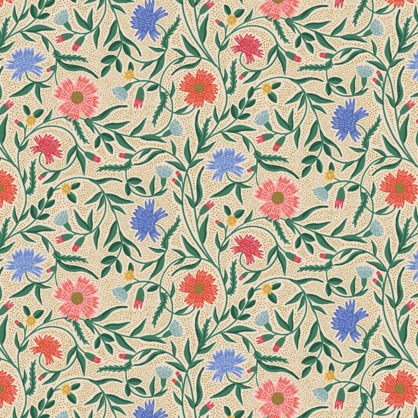 Aster Cream METALLIC Vintage Garden Anna Bond Rifle Paper Co Cotton + Steel 100% Quilters Cotton Fabric Fetish