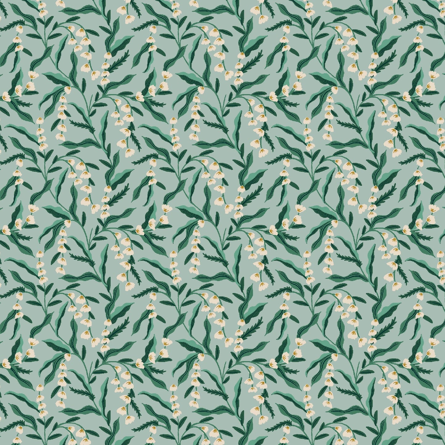 Lily Mint METALLIC Vintage Garden Anna Bond Rifle Paper Co Cotton + Steel 100% Quilters Cotton Fabric Fetish