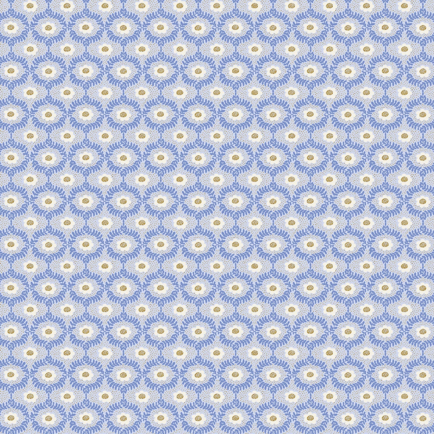 Emma Light Blue METALLIC Vintage Garden Anna Bond Rifle Paper Co Cotton + Steel 100% Quilters Cotton Fabric Fetish