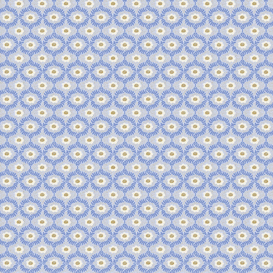 Emma Light Blue METALLIC Vintage Garden Anna Bond Rifle Paper Co Cotton + Steel 100% Quilters Cotton Fabric Fetish