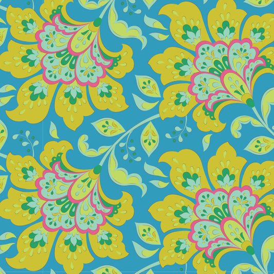 Flowermarket Sky Bloomsville Tilda Fabric Tone Finnanger 100% Quilters Cotton Fabric Fetish