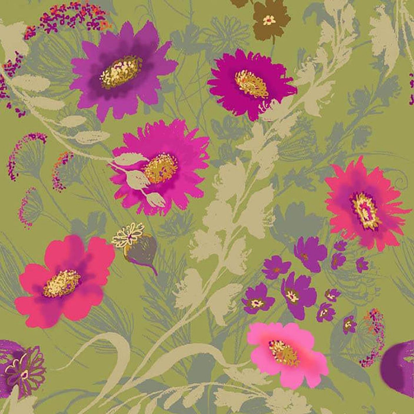 Everglade Green Everglades Nel Whatmore RB Studio 100% Quilters Cotton Fabric Fetish