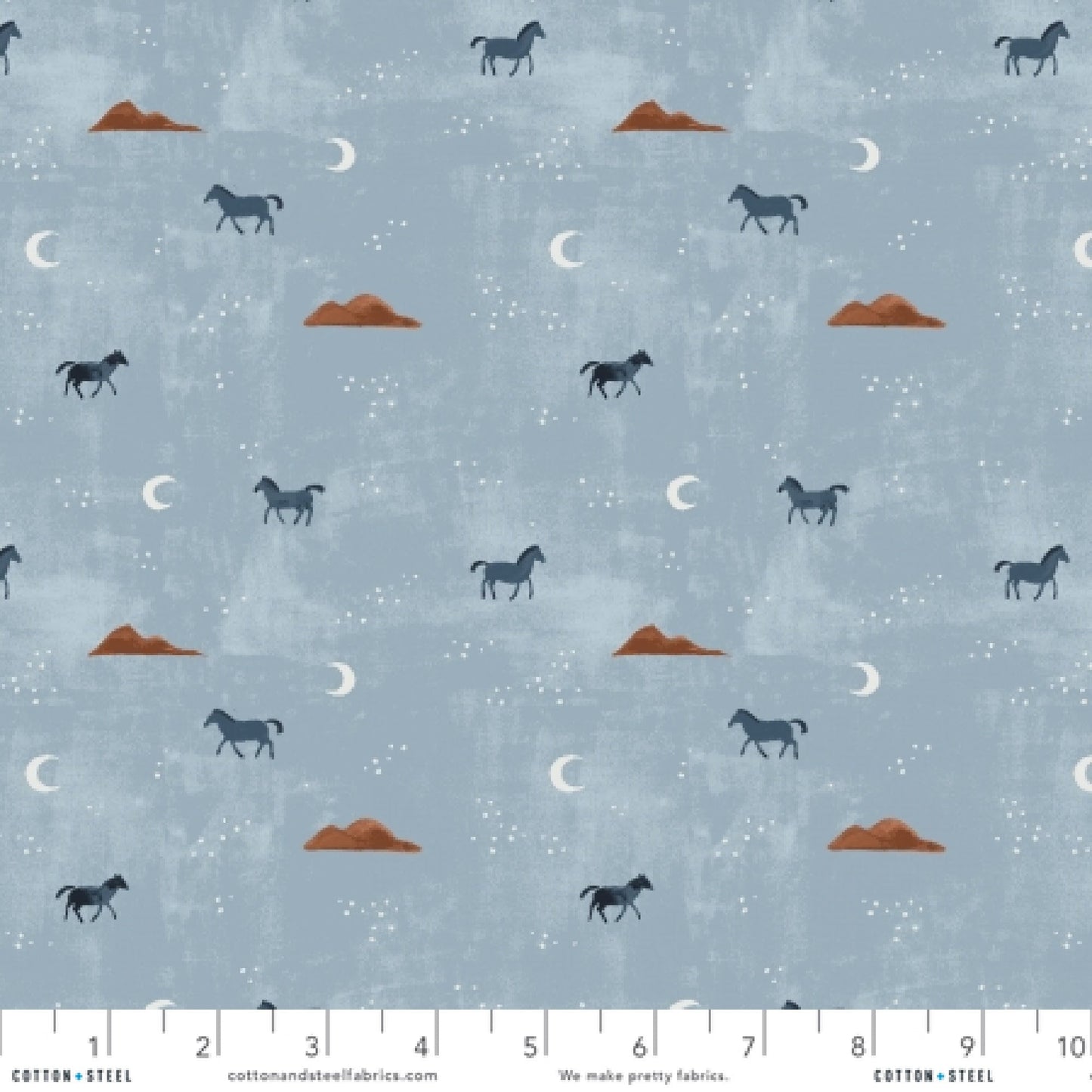 Wild Horses Twilight Unbleached Salt River Kass Reich Cotton + Steel Quilters Cotton Fabric Fetish