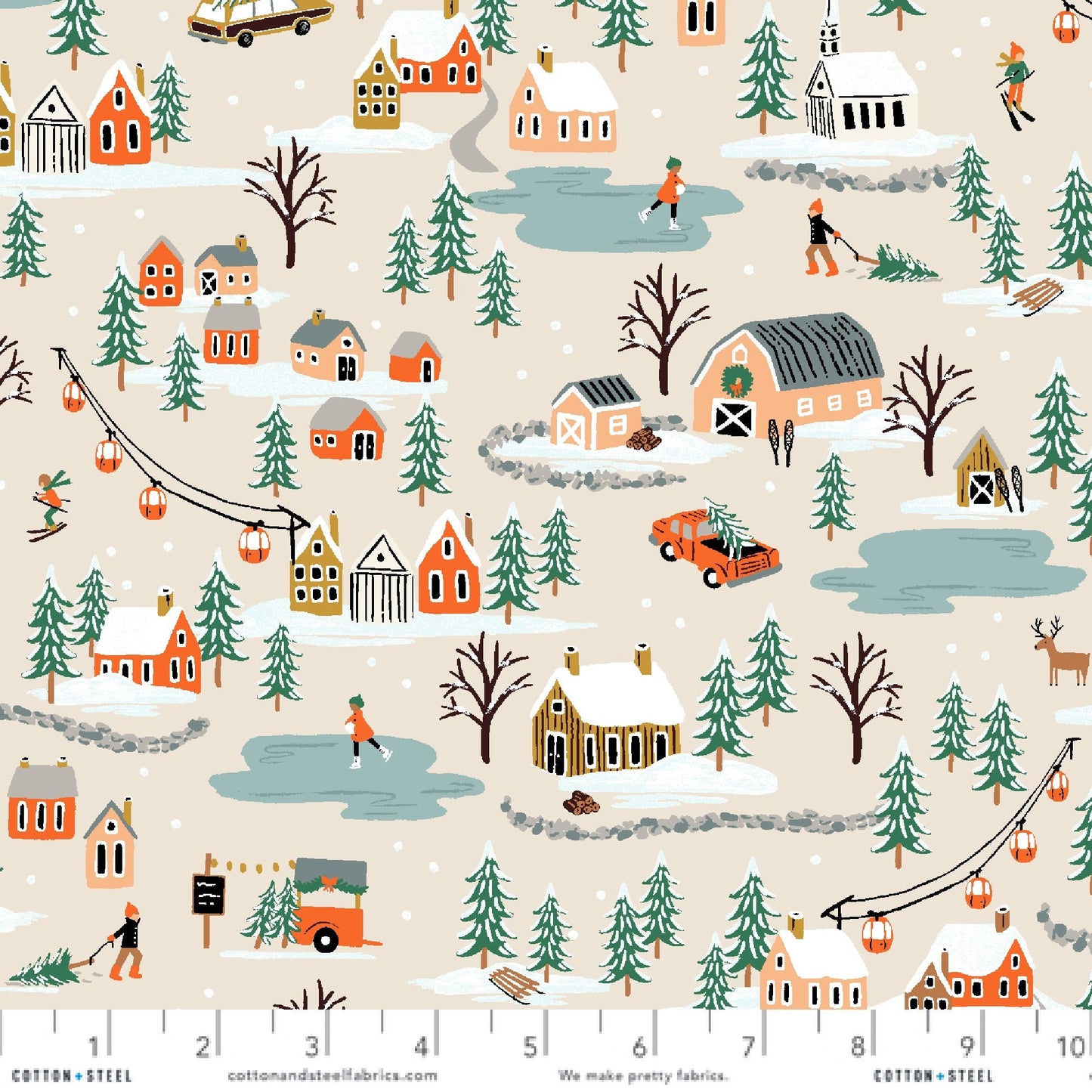 Holiday Village Cream RP603 CR3 Holiday Classics ll Anna Bond Rifle Paper Co Basics Cotton + Steel Fabric Fetish