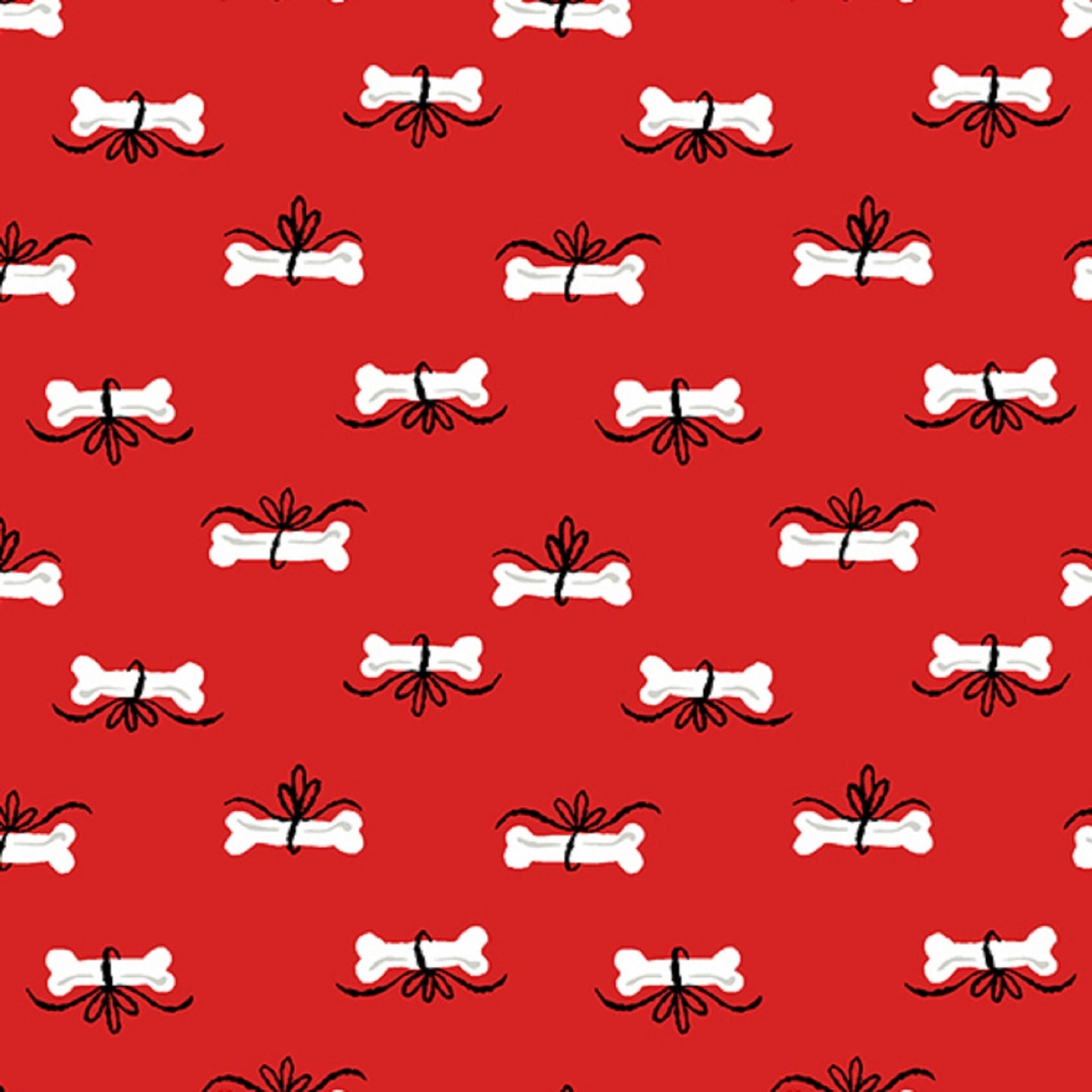Bones Red Furry and Bright Andover Fabric 100% Quilters Cotton Fabric Fetish