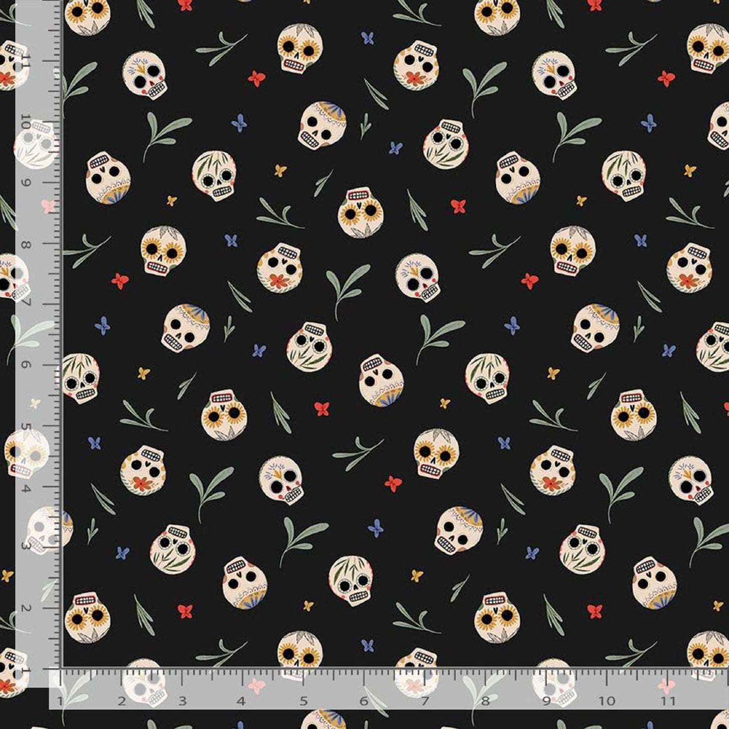 Skulls Midnight Viva La Vida Faye Guanipa Dear Stella Fabric Quilters Cotton Fabric Fetish