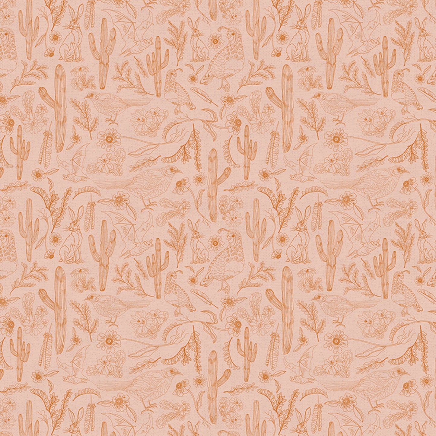 Desert Menagerie Peach Saguaro Searching Saltgrass Western Wildflower Studio Paintbrush Studio Fabric 100% Quilters Cotton Fabric Fetish