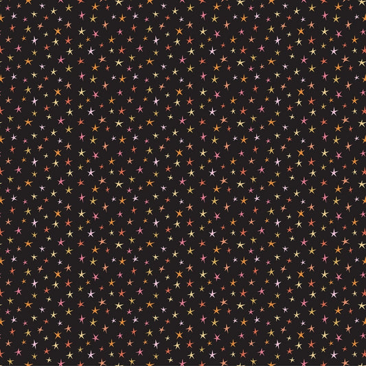 Sparkly Stars Black Kitty Loves Candy Lori Woods Poppie Cotton Fabric 100% Quilters Cotton Fabric Fetish