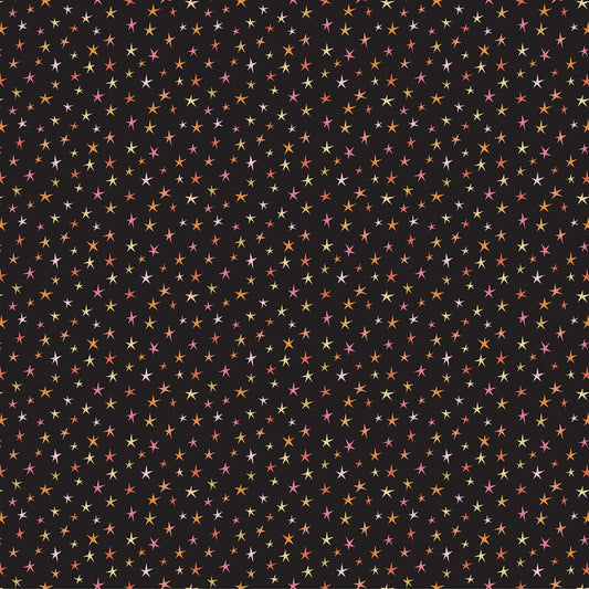 Sparkly Stars Black Kitty Loves Candy Lori Woods Poppie Cotton Fabric 100% Quilters Cotton Fabric Fetish