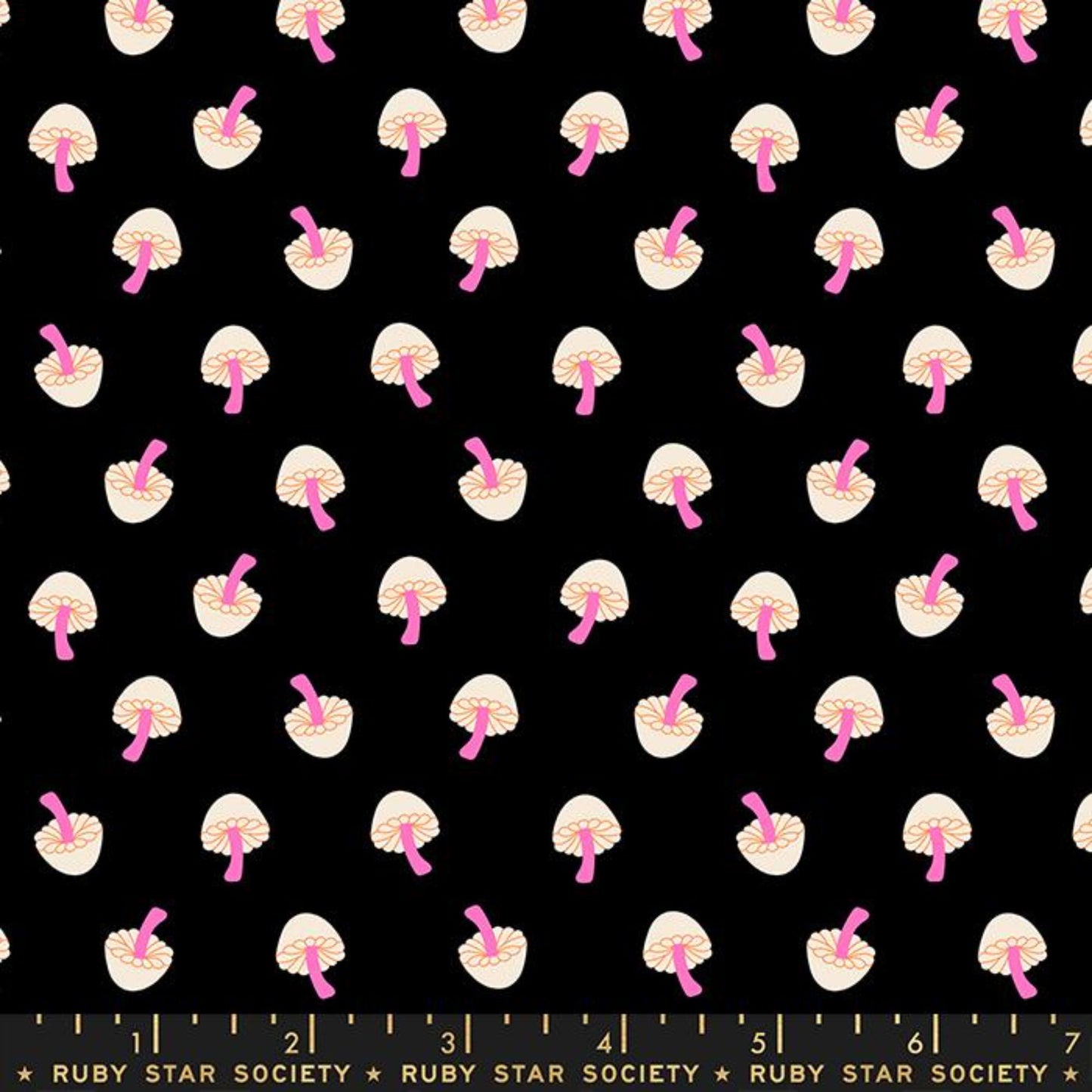 Tiny Mushrooms Black Tiny Frights Ruby Star Society Moda Fabric Fetish