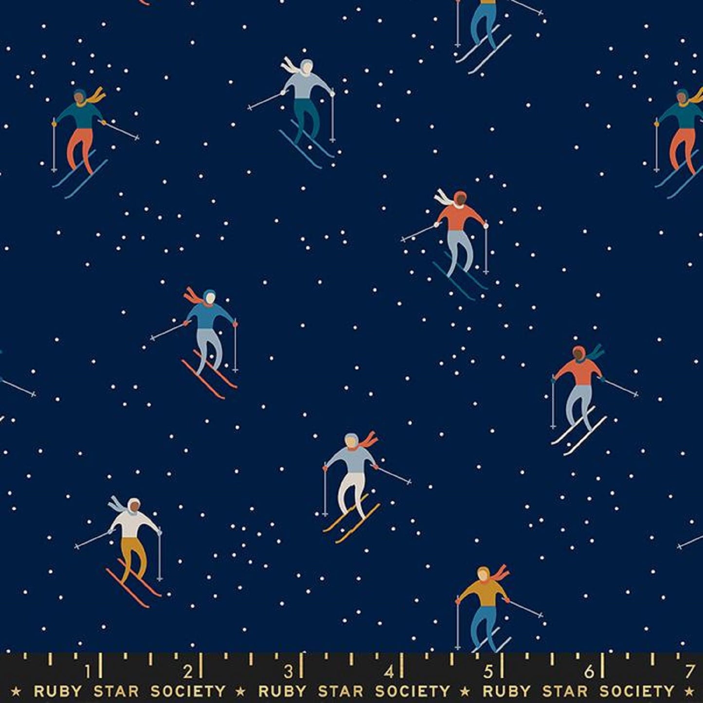 Ski Peeps Navy Winterglow Ruby Star Society Moda 100% Cotton Quilting Fabric Yardage Fabric Fetish