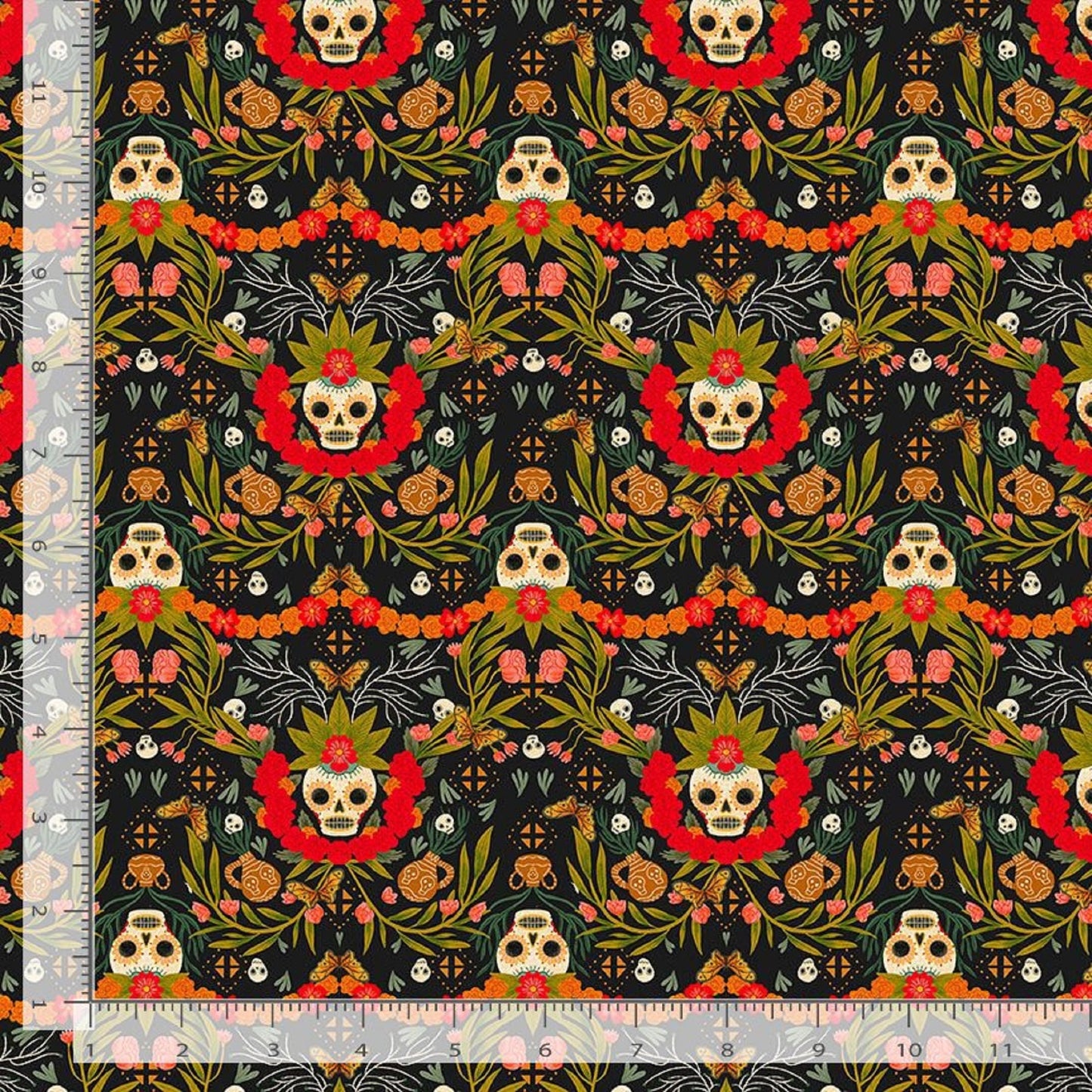 Day of the Dead Midnight Viva La Vida Faye Guanipa Dear Stella Fabric Quilters Cotton Fabric Fetish