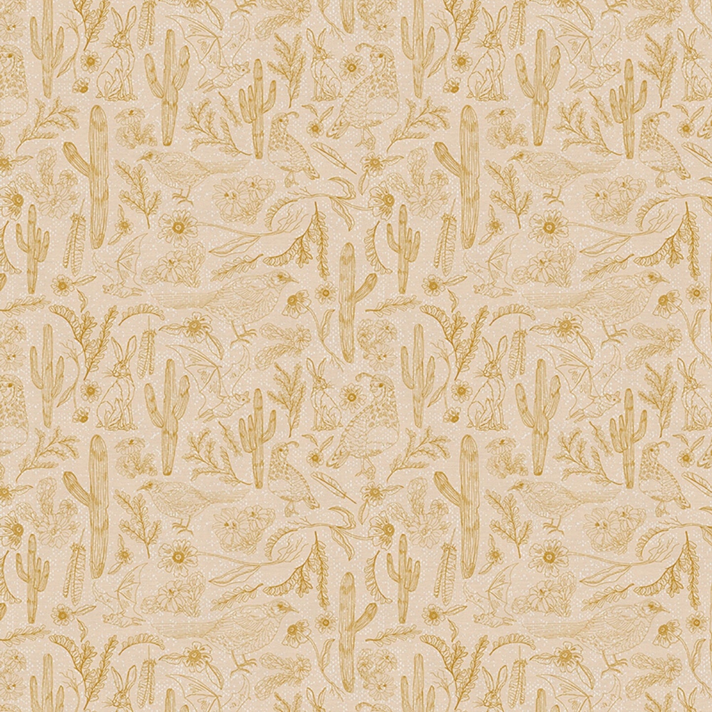 Desert Menagerie Gold Saguaro Searching Saltgrass Western Wildflower Studio Paintbrush Studio Fabric 100% Quilters Cotton Fabric Fetish