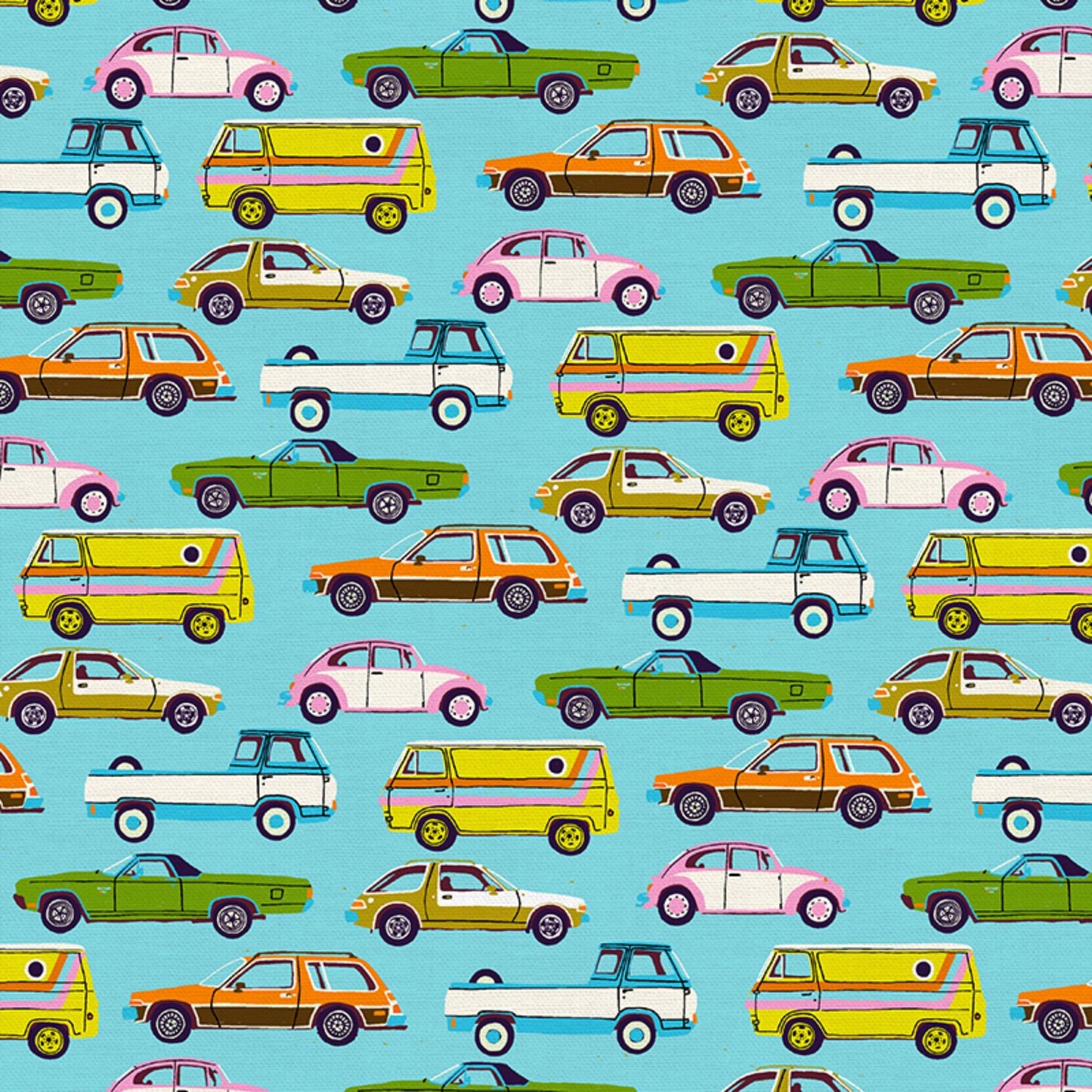 Traffic Blue Drivin' Down 9 Lysa Flower Paintbrush Studio Fabric 100% Quilters Cotton Fabric Fetish