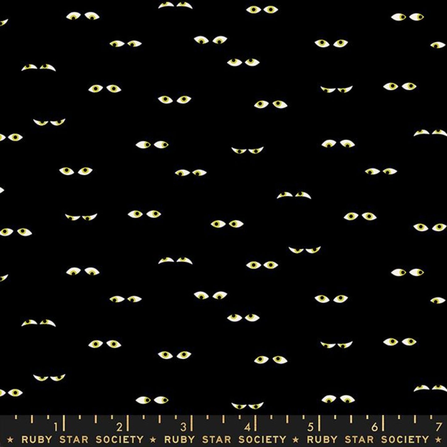 Creepy Eyes Black Glow in the Dark Tiny Frights Ruby Star Society Moda Fabric Fetish