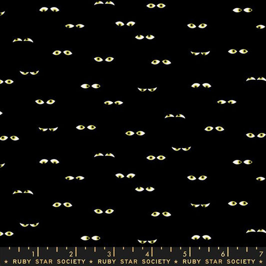 Creepy Eyes Black Glow in the Dark Tiny Frights Ruby Star Society Moda Fabric Fetish