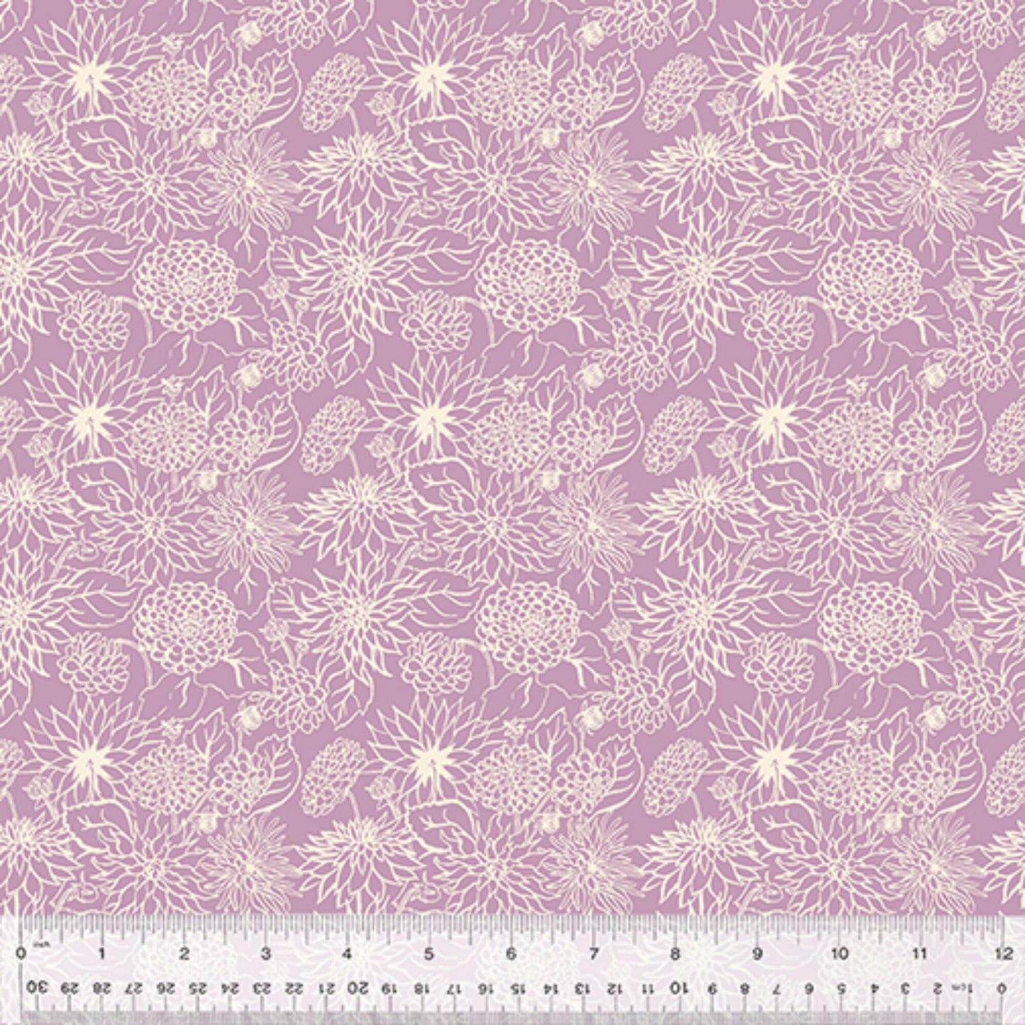 Dahlia Dream Lilac ORGANIC In the Garden Jennifer Moore Windham Fabrics Organic Quilters Cotton Fabric Fetish