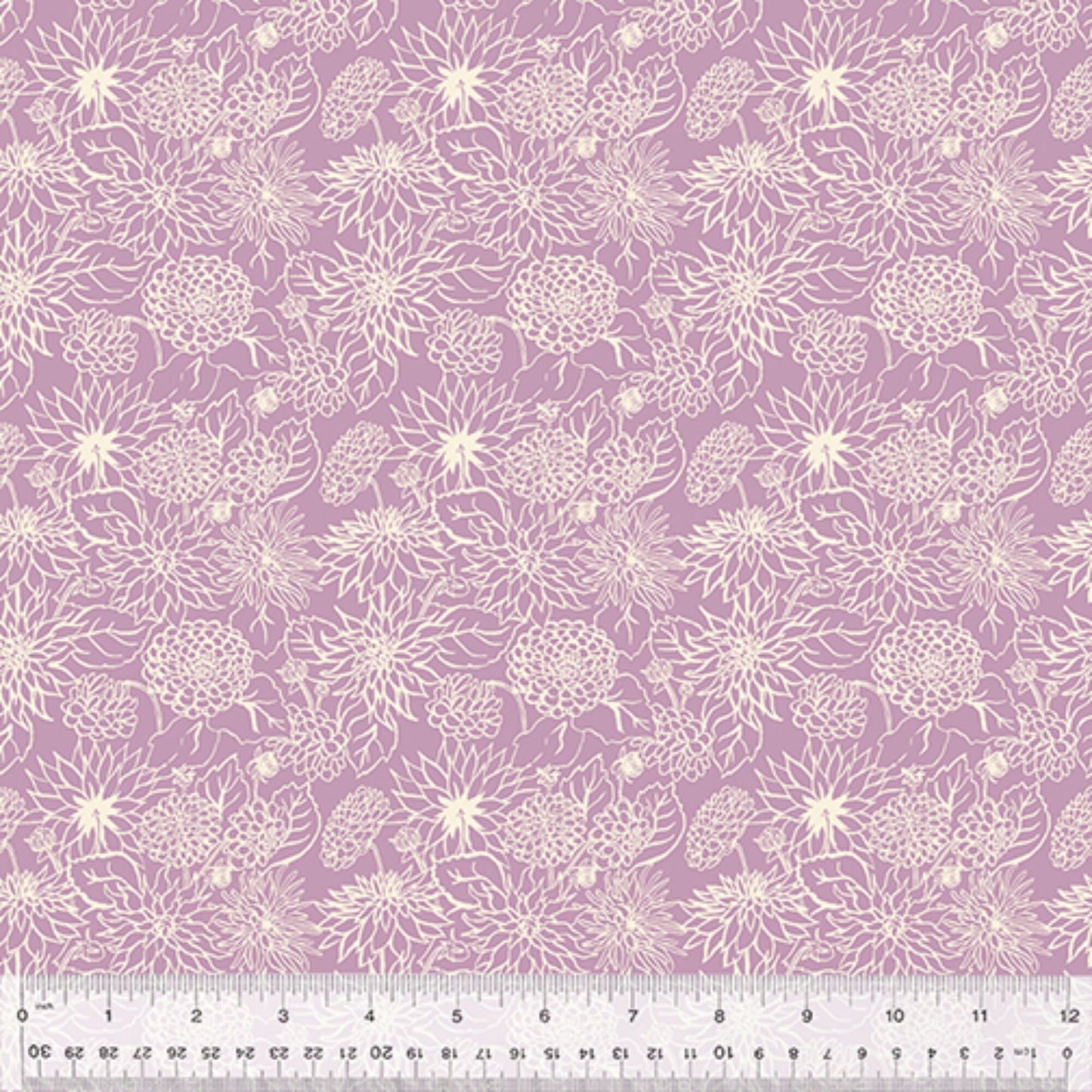 Dahlia Dream Lilac ORGANIC In the Garden Jennifer Moore Windham Fabrics Organic Quilters Cotton Fabric Fetish