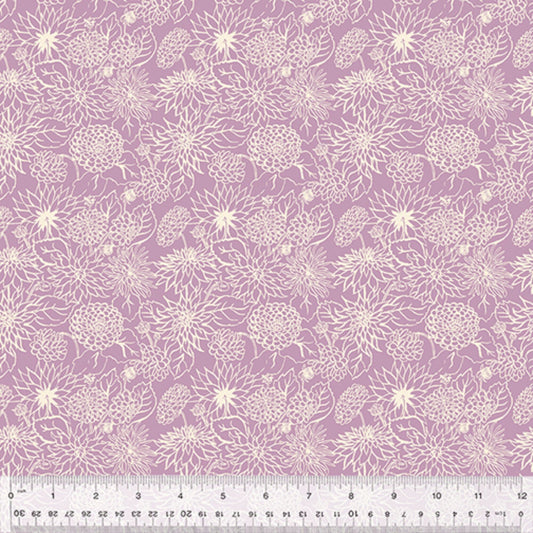 Dahlia Dream Lilac ORGANIC In the Garden Jennifer Moore Windham Fabrics Organic Quilters Cotton Fabric Fetish
