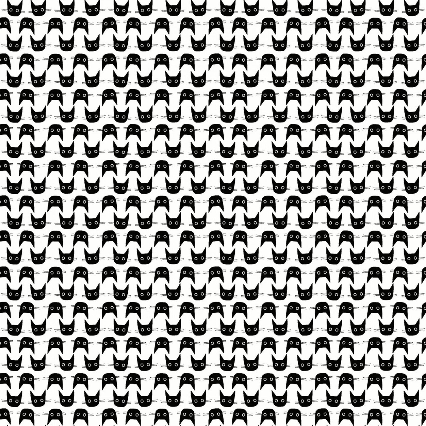 Cat Heads White Feline Fancy Leeza Hernandez Leezaworks Dear Stella Fabric STELLA DLW2664 Quilters Cotton Fabric Fetish
