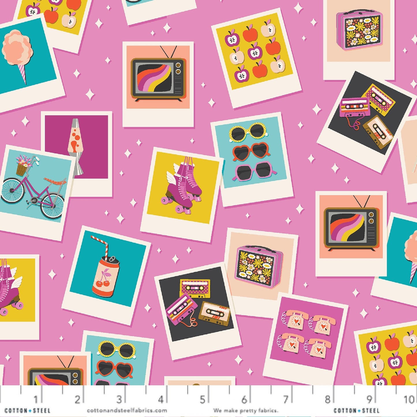 Oh Snap Hot Pink East Coast by Megan Kampa for Cotton + Steel Fabrics Quilters Cotton MK100 HP2 Fabric Fetish