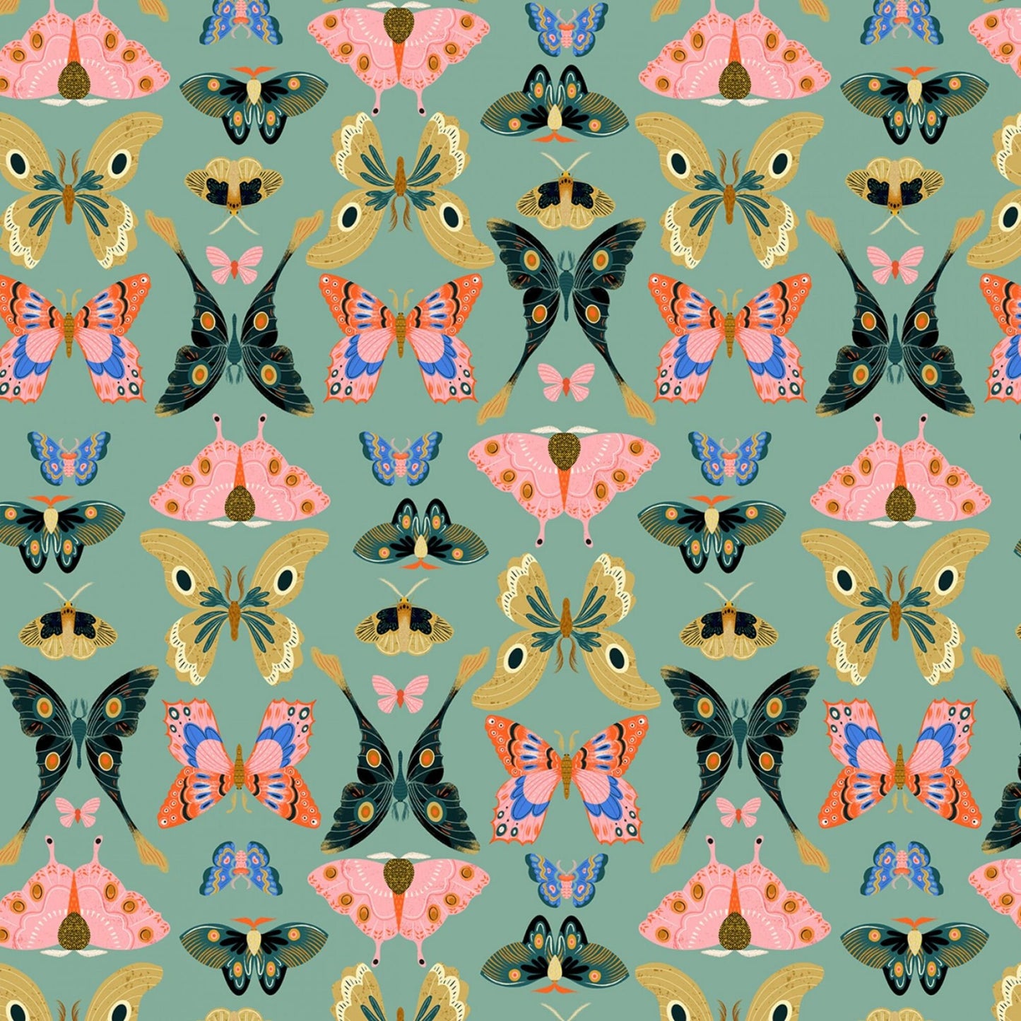 Butterflies Pasture Flora & Fauna Faye Guanipa Dear Stella Fabric Quilters Cotton STELLA DFG2651 Fabric Fetish