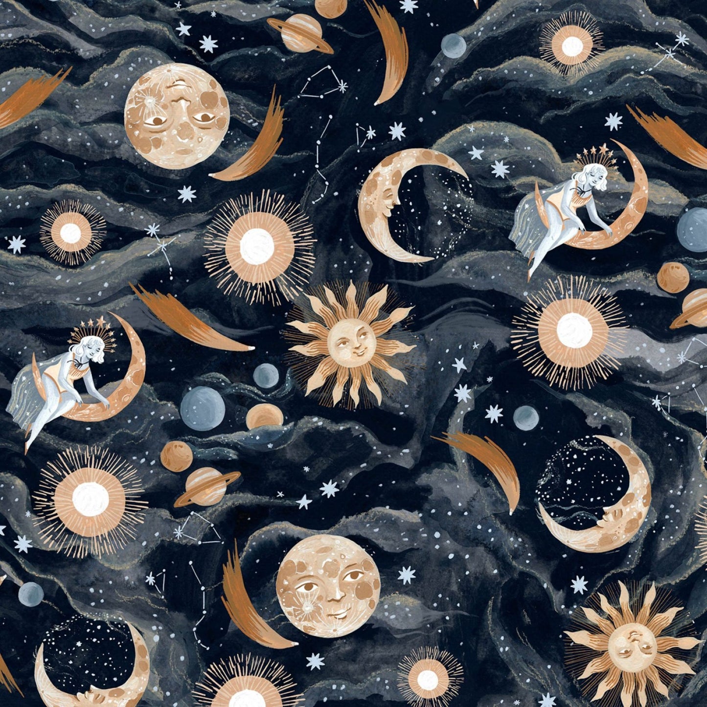 La Luna Peat La Luna Rae Ritchie Dear Stella Fabric Quilters Cotton STELLA DRR2598 Fabric Fetish