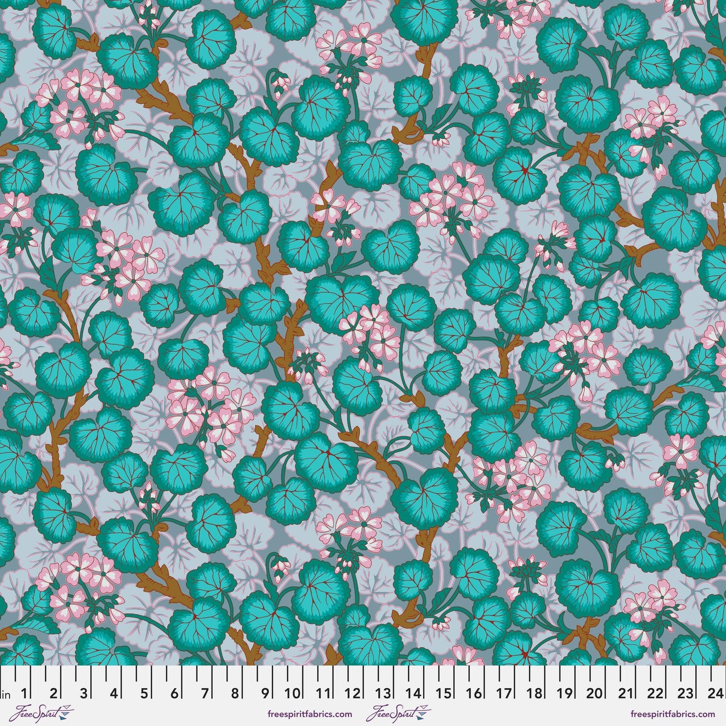 Climbing Geraniums Grey Philip Jacobs Kaffe Fassett Collective FreeSpirit Fabric PWJP110 GREY 100% Quilters Cotton Fabric Fetish